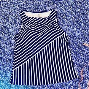 Lands End Navy and White Striped Swim Top